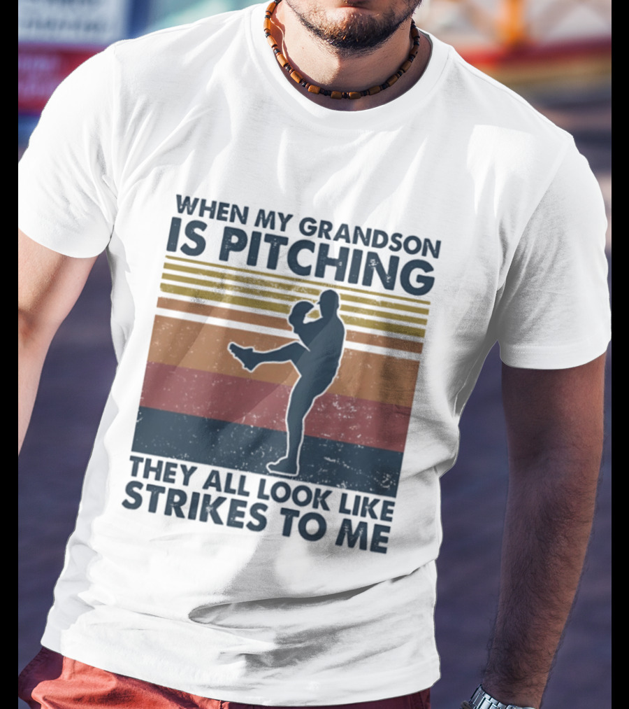 Grandson Pitching Baseball Strikes T-Shirt