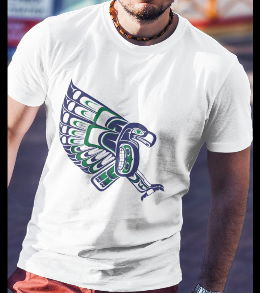 Seattle Football Native American Inspired Hawk Bird Wing T-Shirt