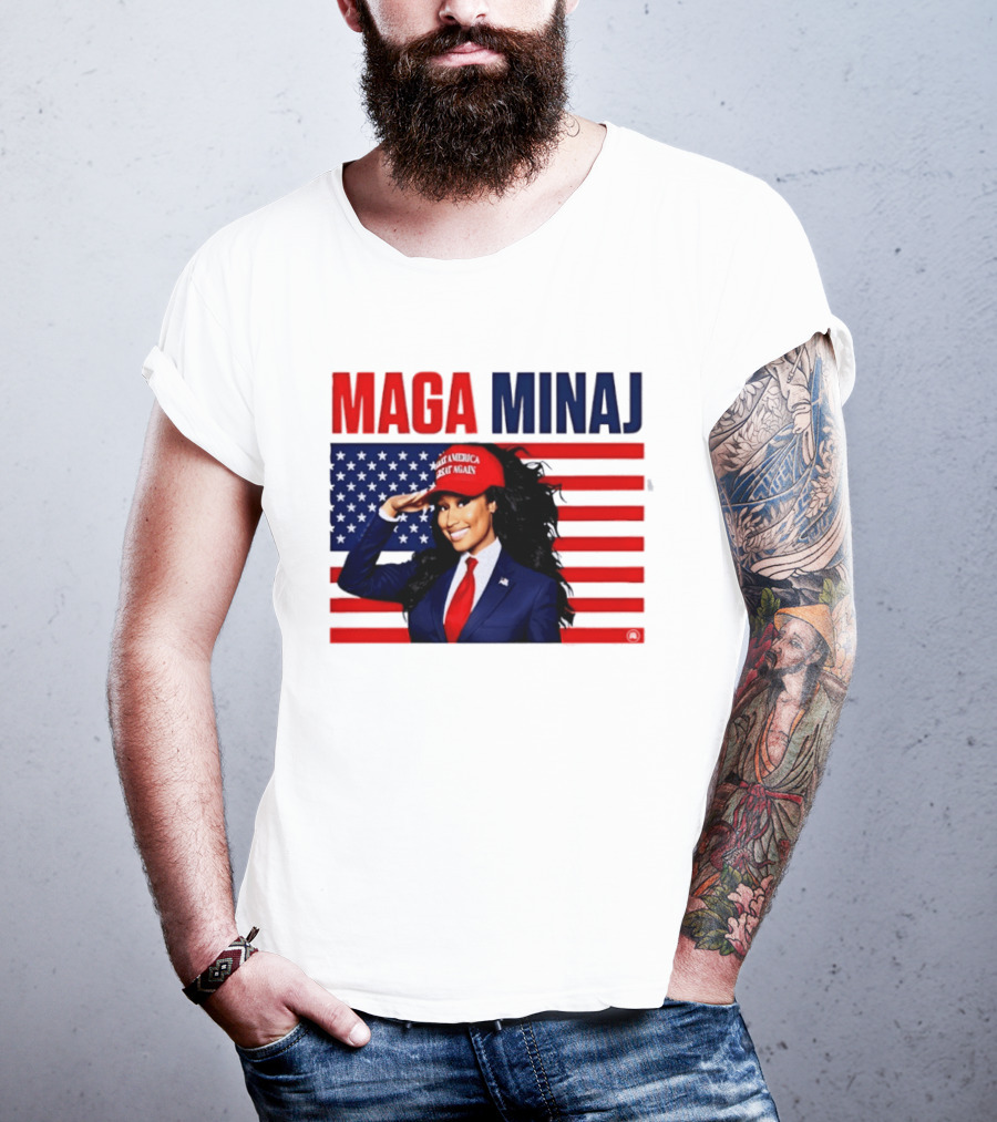 MAGA Minaj Make America Great Again America Flag T-Shirt