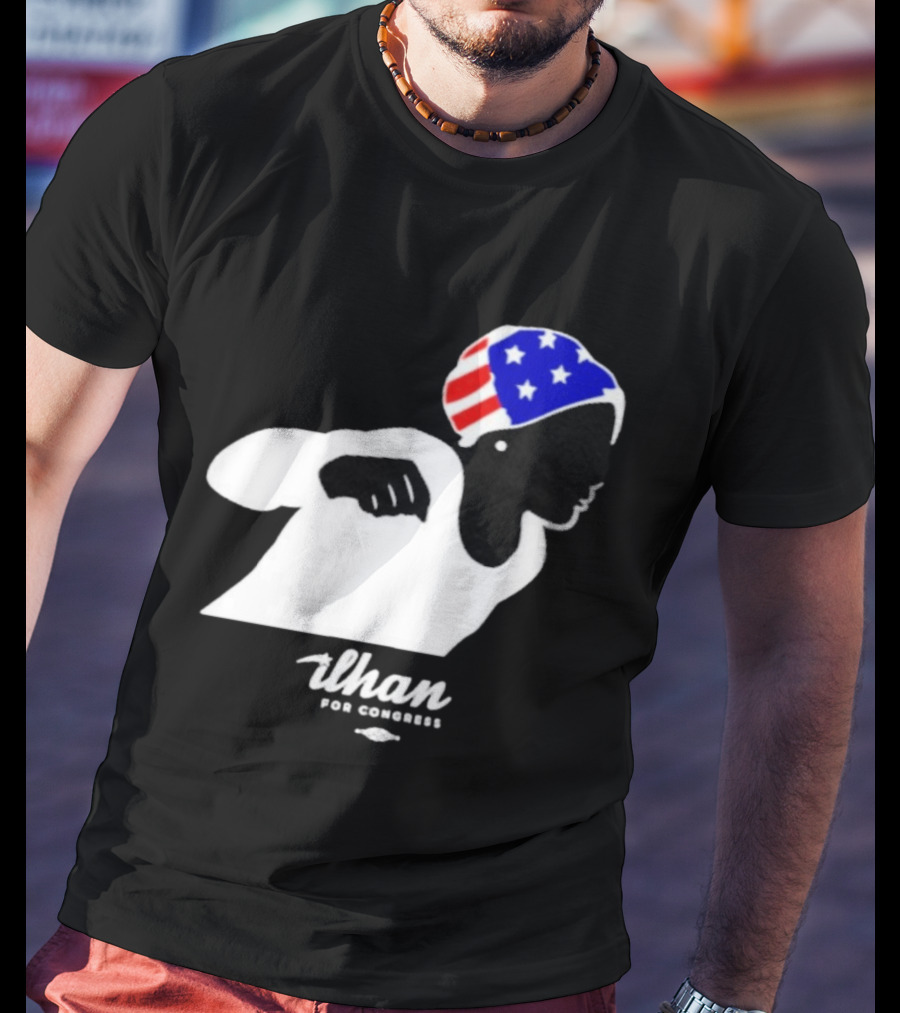 Ilhan For Congress Patriotic Runner Icon Don't Let Bullies Win T-Shirt