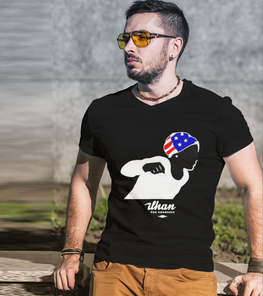 Ilhan For Congress Patriotic Runner Icon Don't Let Bullies Win T-Shirt