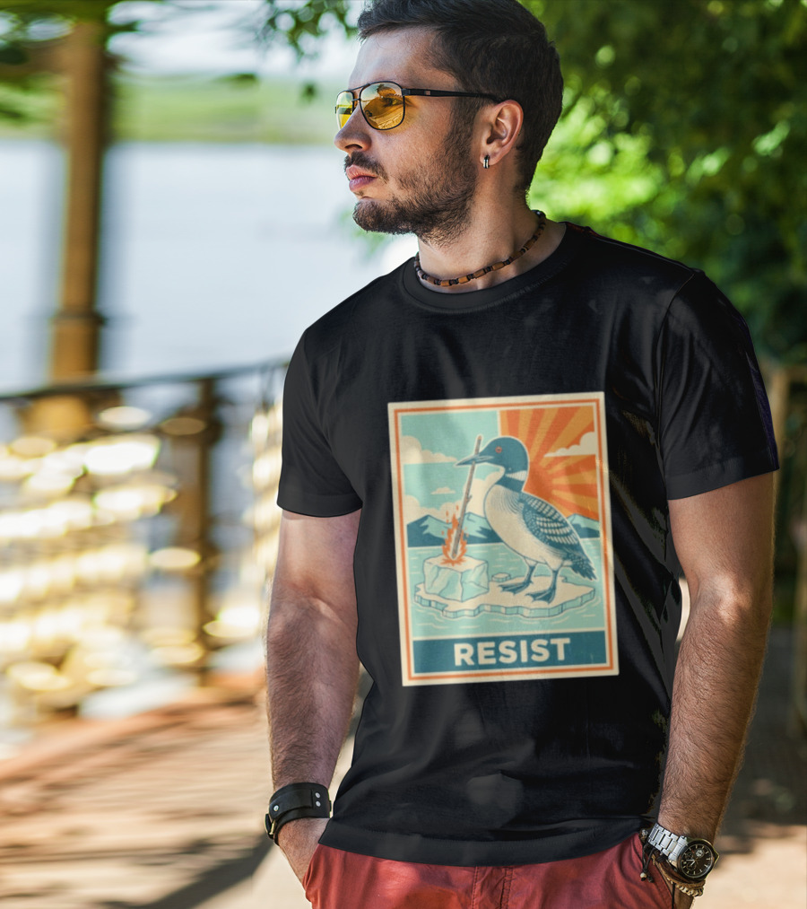 Loon Resist Climate Change Minnesota ICE Nature Conservation T-Shirt