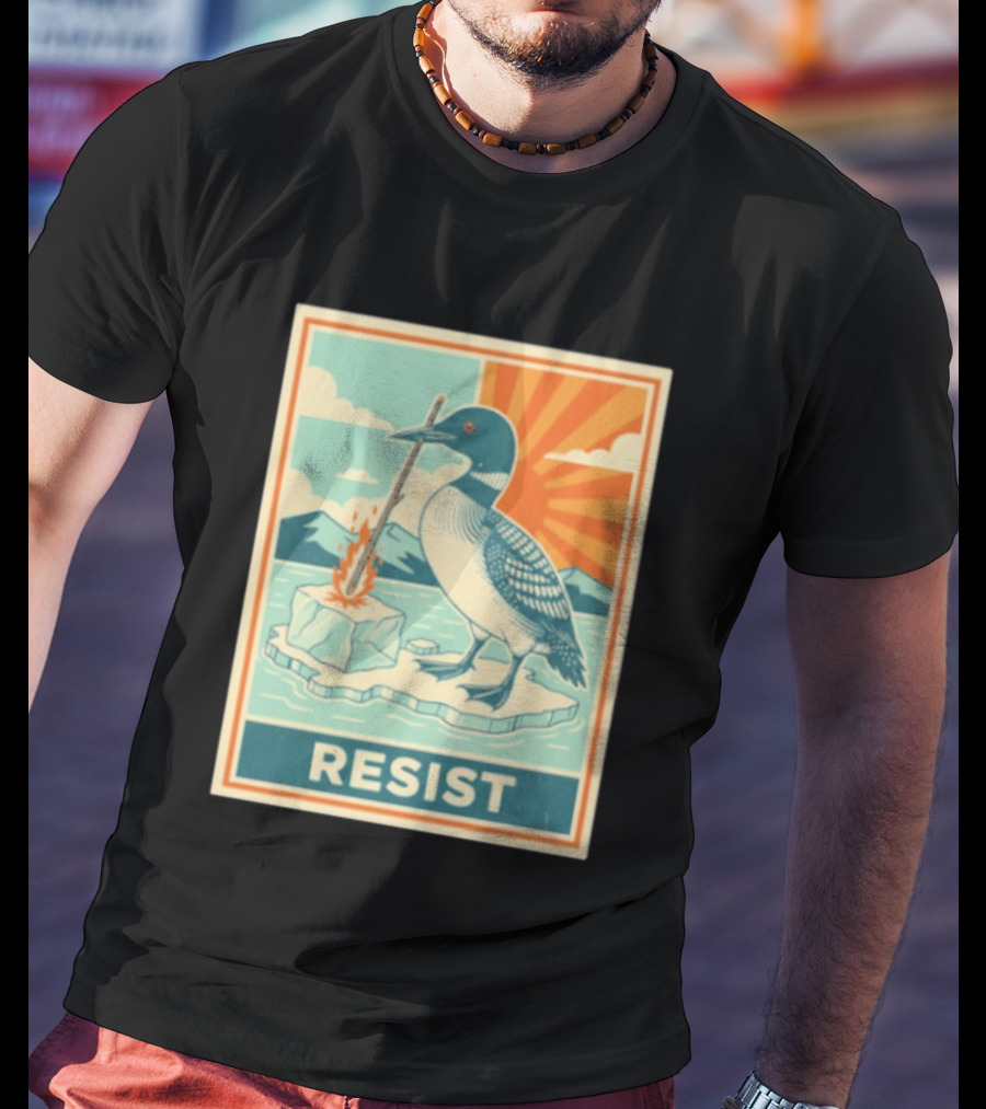 Loon Resist Climate Change Minnesota ICE Nature Conservation T-Shirt