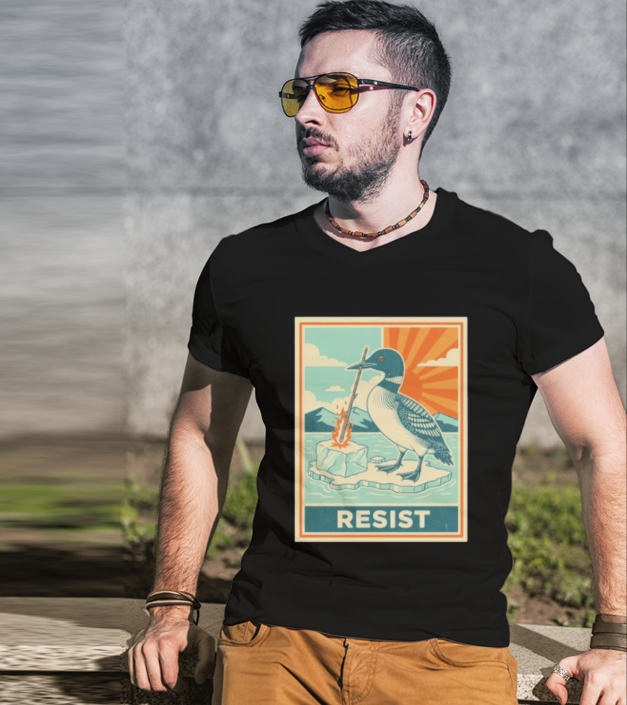 Loon Resist Climate Change Minnesota ICE Nature Conservation T-Shirt
