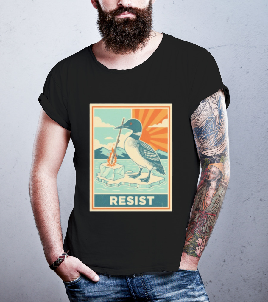 Loon Resist Climate Change Minnesota ICE Nature Conservation T-Shirt