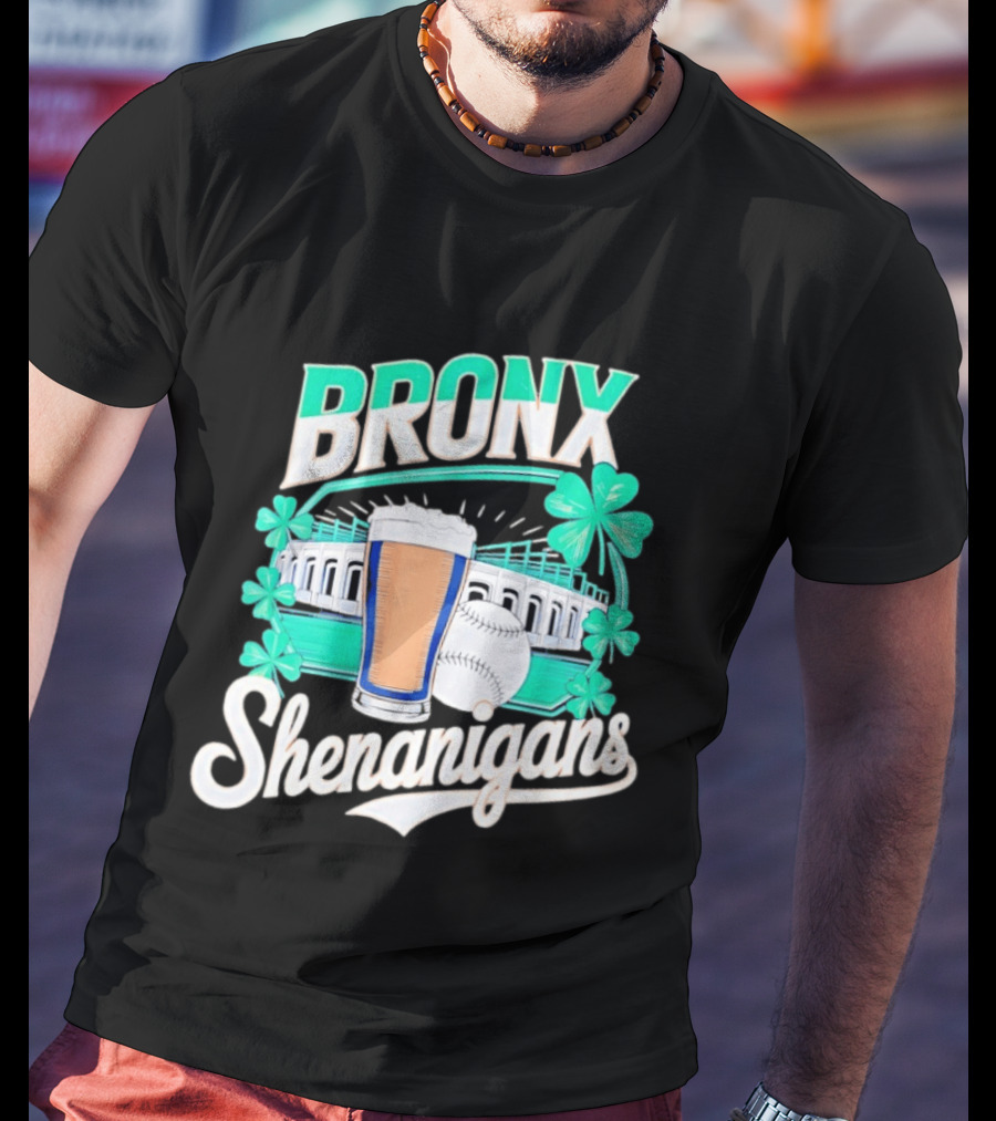 Bronx Shenanigans Beer Baseball Stadium Clover St Patricks Day 2026 T-Shirt