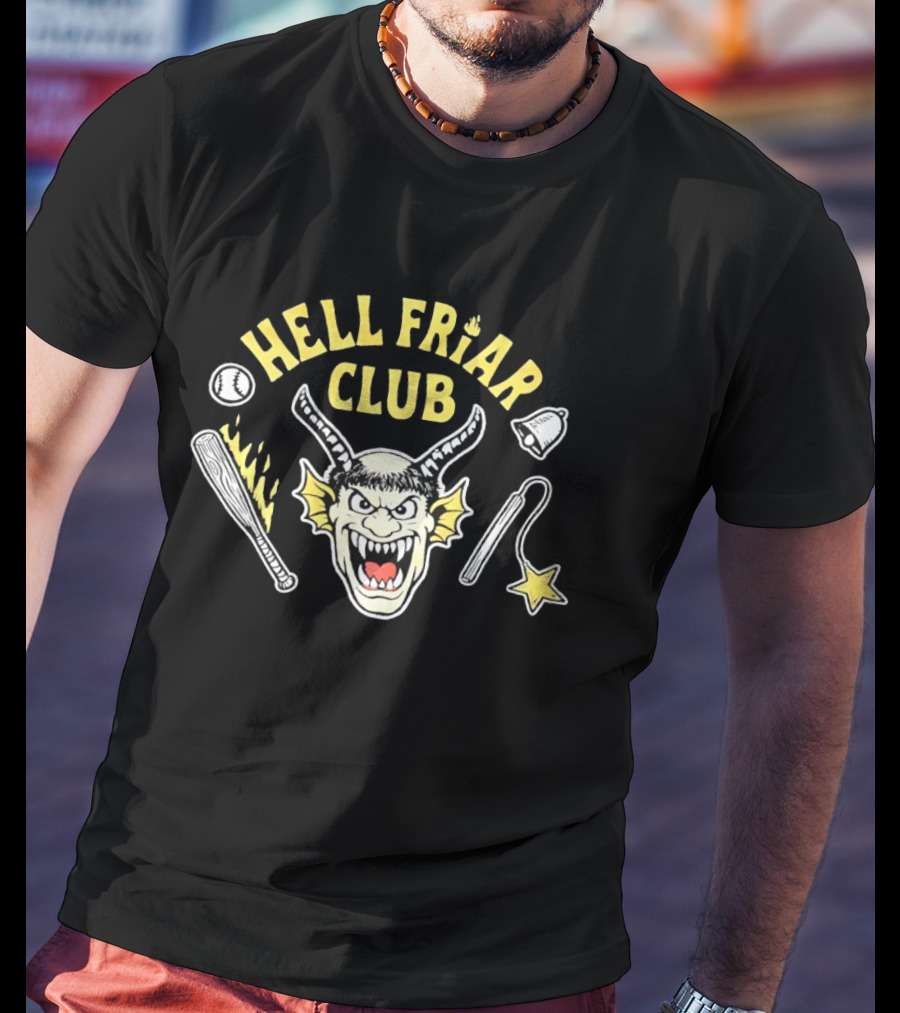 Hell Friar Club Baseball Bat Devil Bell Star T-Shirt