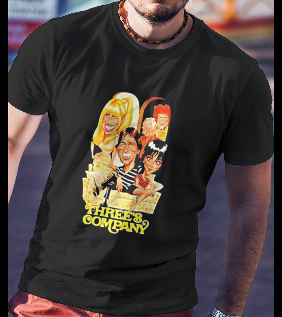 Threes Company 70s Caricature Cast Retro Sitting Couch T-Shirt
