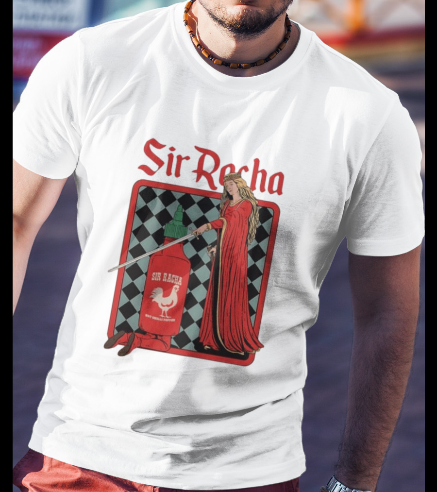 Sir Racha Hot Chilli Pepper Sauce Medieval Knight And Lady T-Shirt