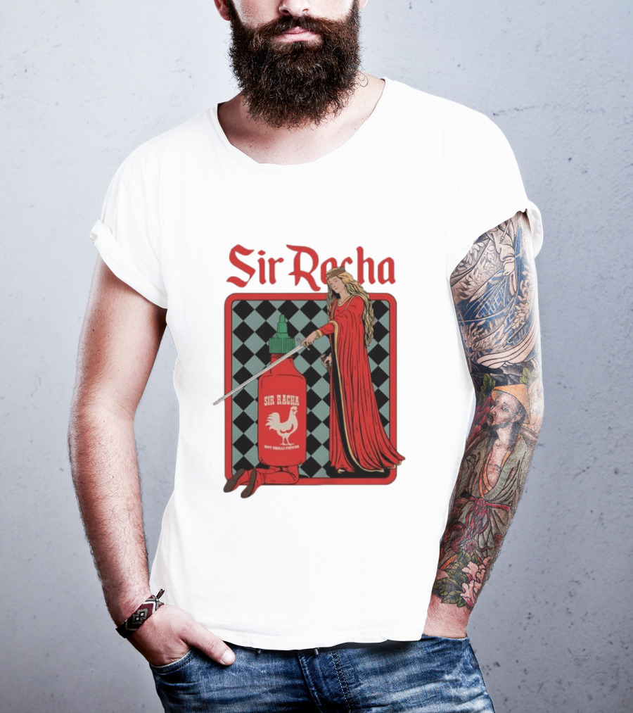 Sir Racha Hot Chilli Pepper Sauce Medieval Knight And Lady T-Shirt