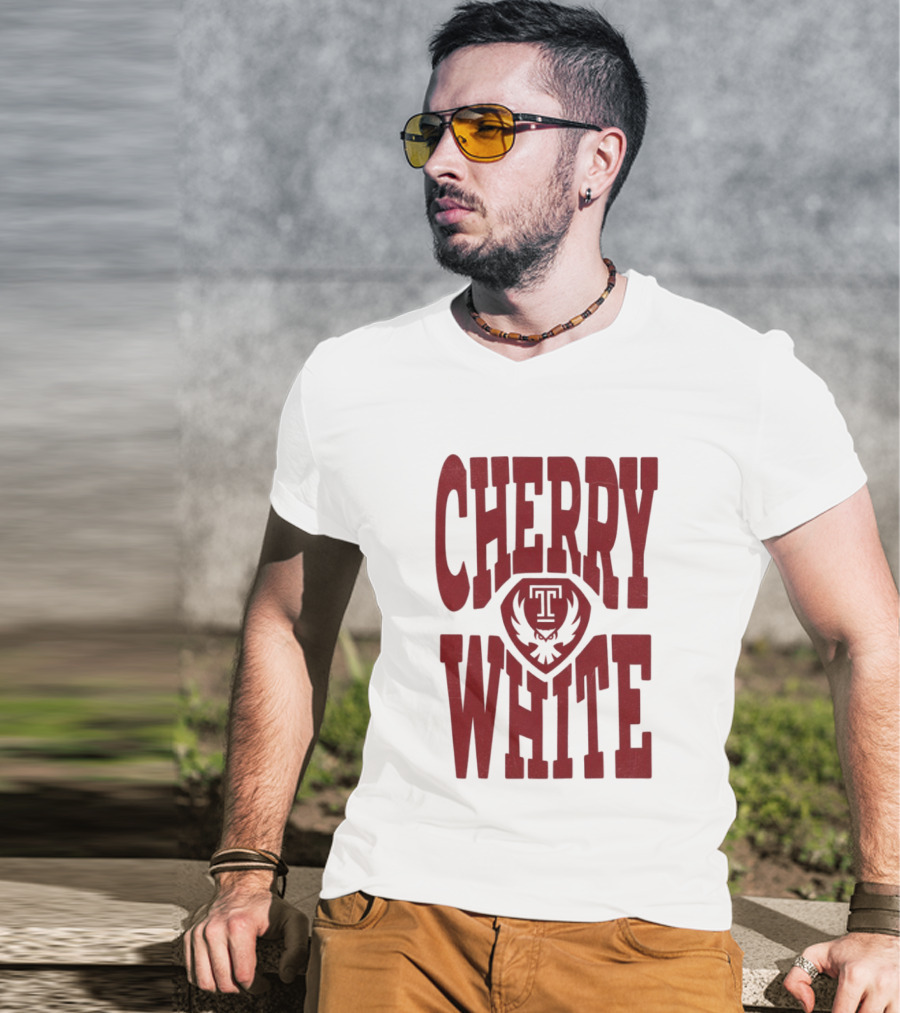 Temple Owls Cherry White T T-Shirt