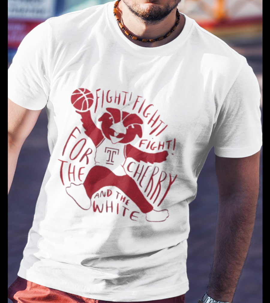 Temple Owls Mascot Fight For The Cherry And The White T-Shirt
