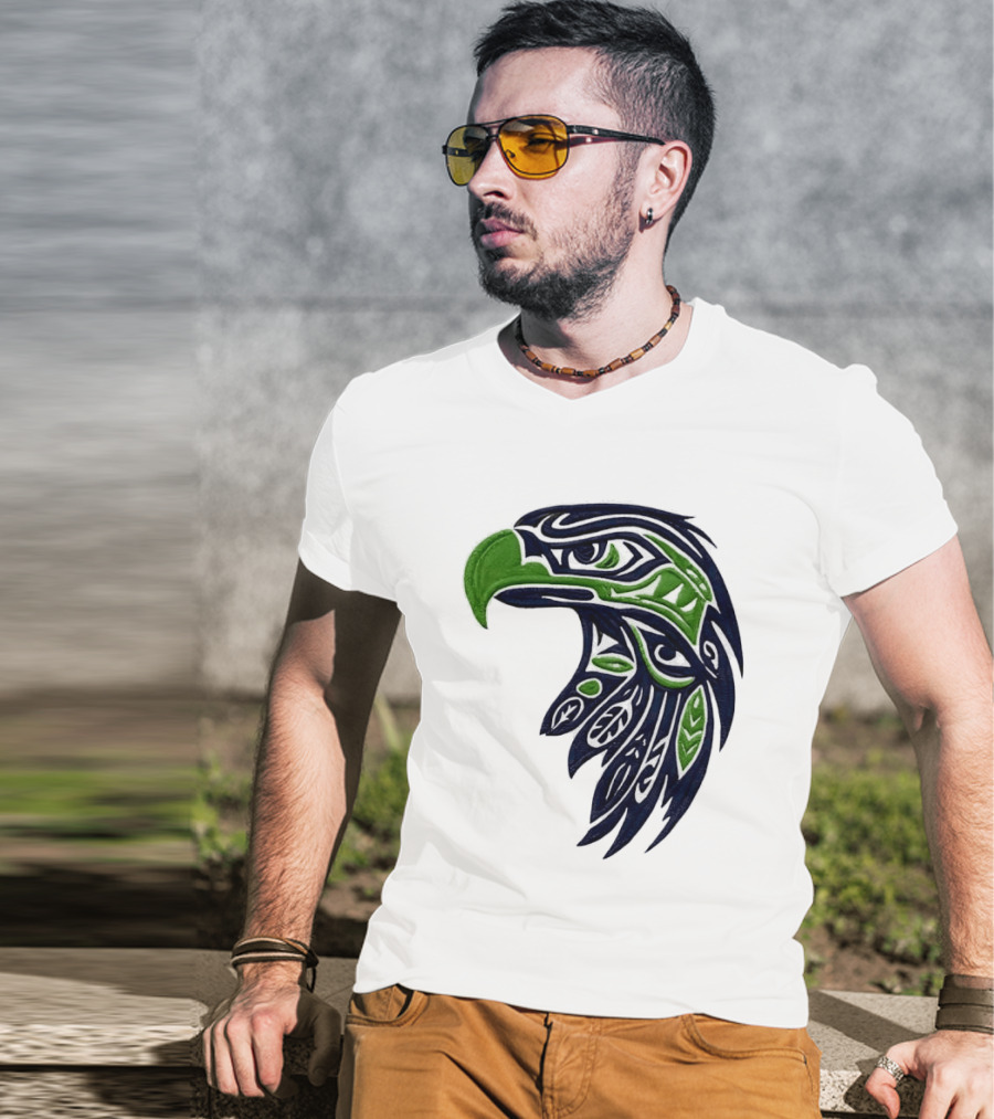 Seattle Seahawks Native American Tribal Art Eagle Head T-Shirt