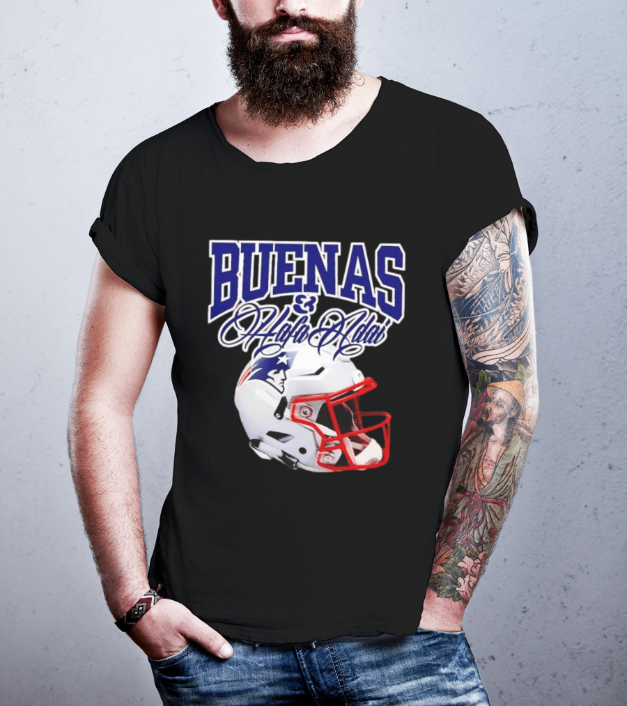 Buenas Hafa Adai New England Patriots Football Helmet T-Shirt