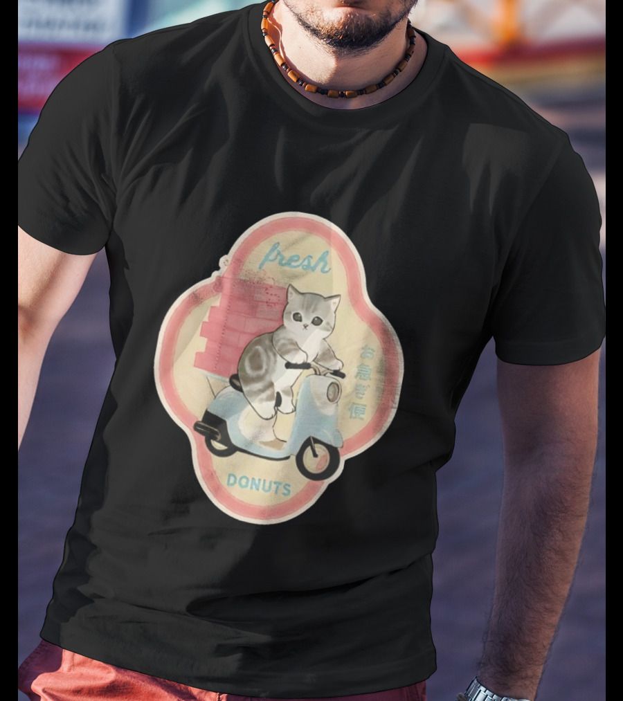 Fresh Cat Mofusand Donuts Delivery Scooter Japan T-Shirt