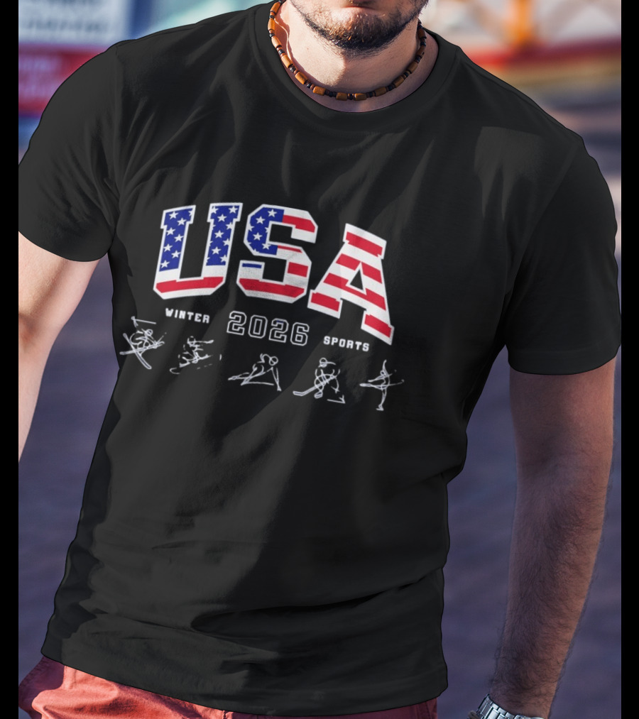 USA Winter Sports 2026 Winter Skating Skiing T-Shirt