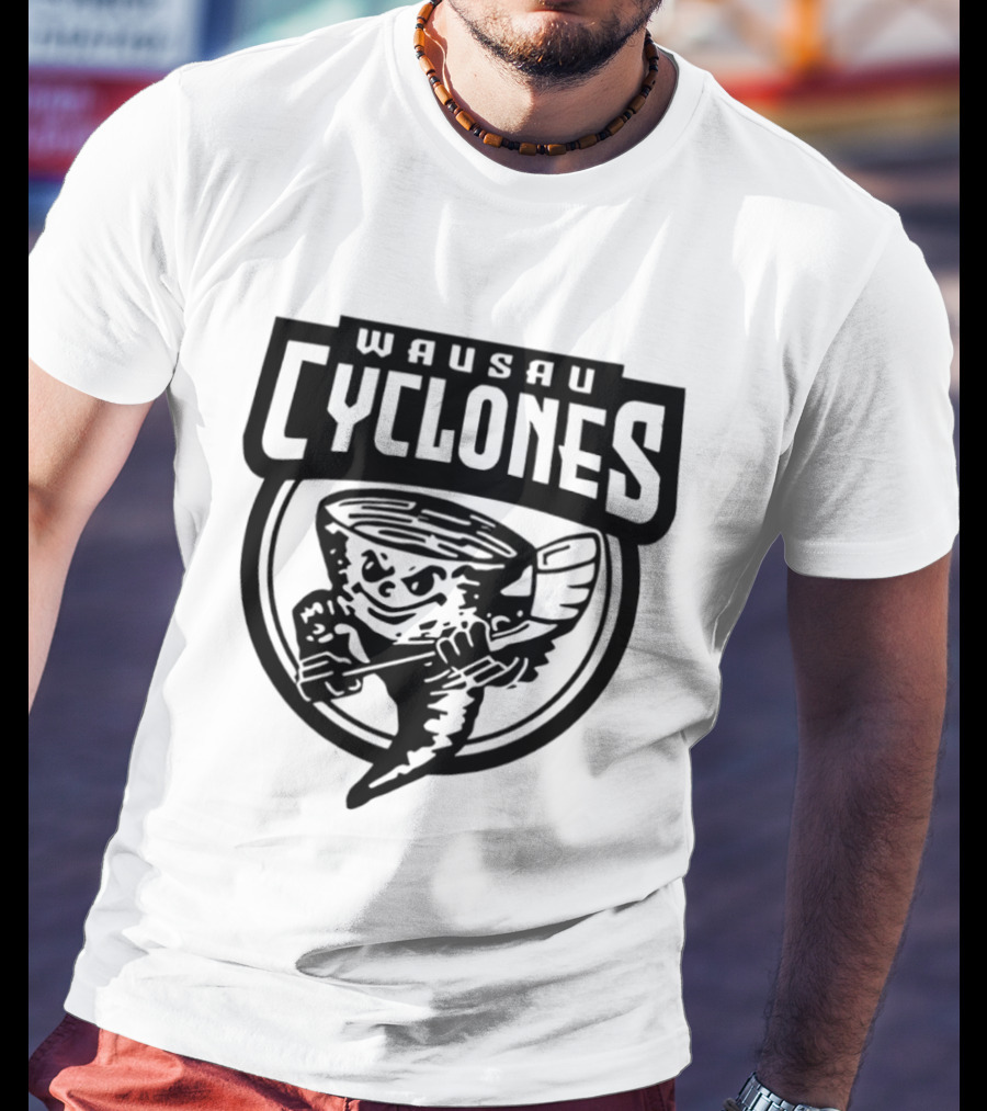 Wausau Cyclones Hockey 2025 Tornado Mascot Holding Stick T-Shirt
