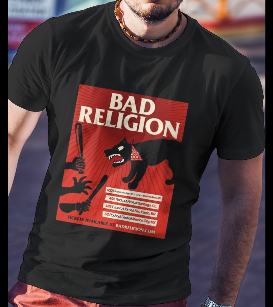 Bad Religion Tour 2026 Latin America Dates Buenos Aires Santiago São Paulo Mexico City T-Shirt