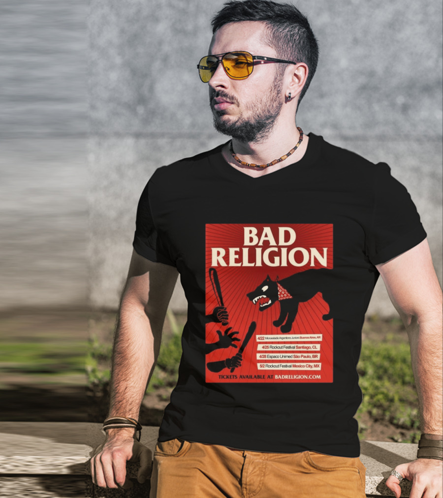 Bad Religion Tour 2026 Latin America Dates Buenos Aires Santiago São Paulo Mexico City T-Shirt