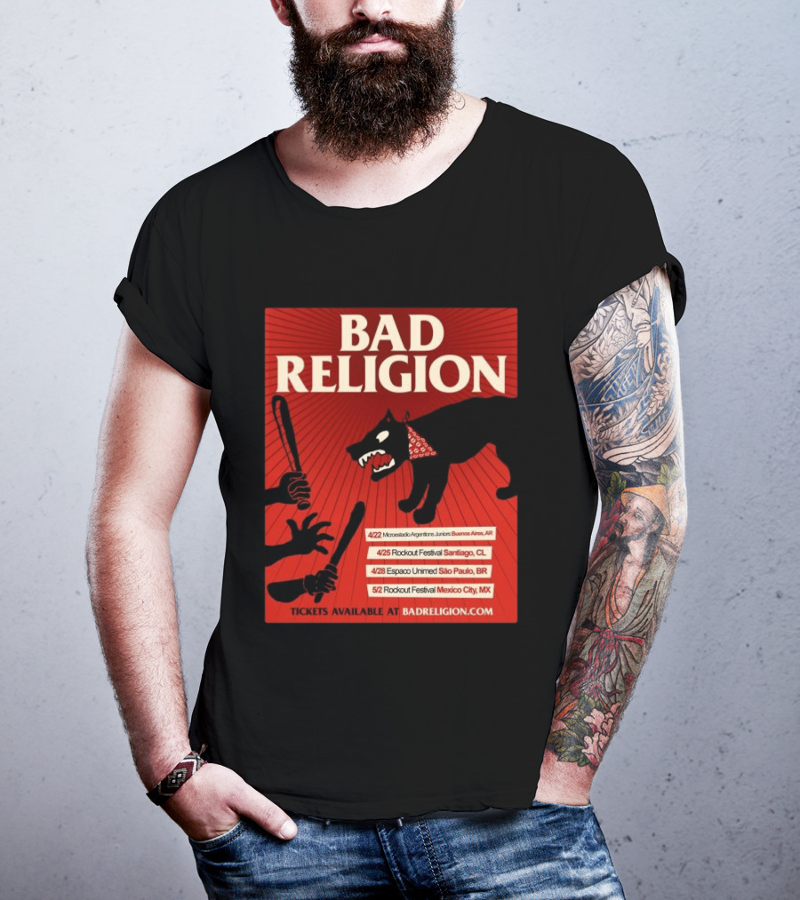 Bad Religion Tour 2026 Latin America Dates Buenos Aires Santiago São Paulo Mexico City T-Shirt