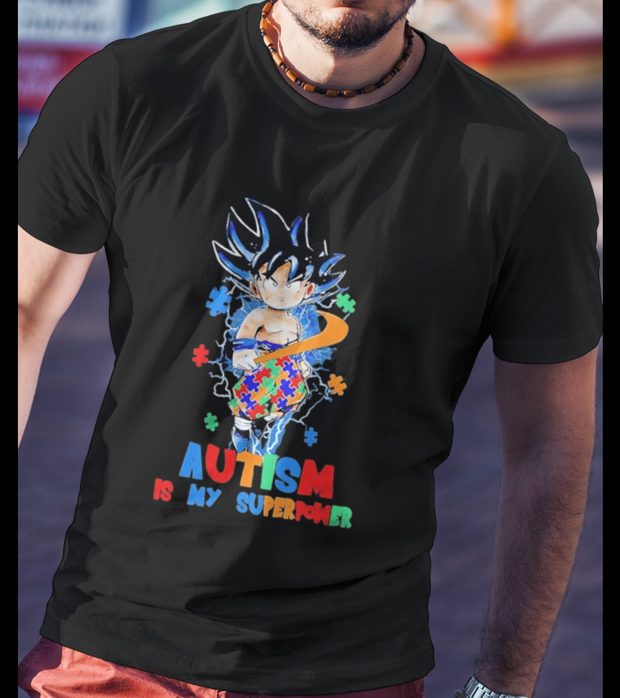 Dragon Ball Son Goku Autism Is My Superpower Puzzle Piece T-Shirt