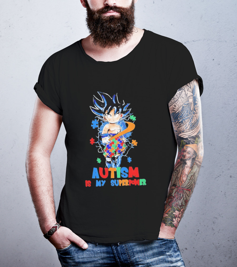 Dragon Ball Son Goku Autism Is My Superpower Puzzle Piece T-Shirt