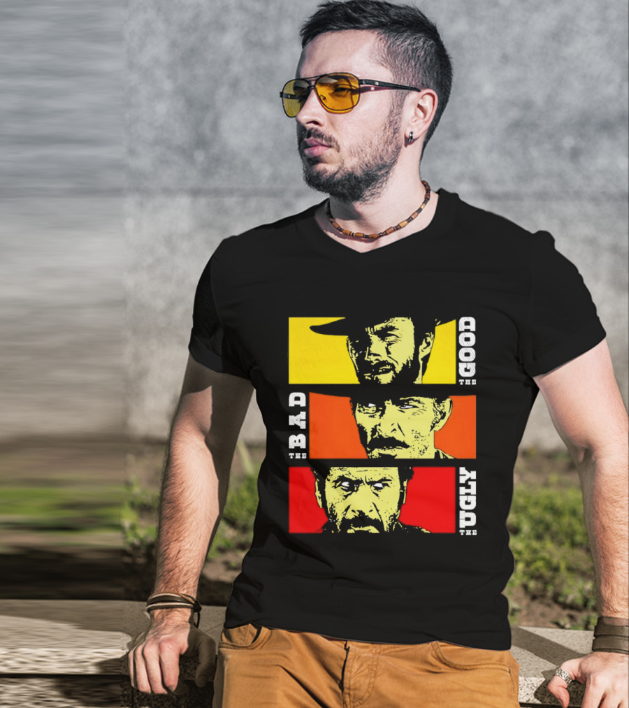 The Good The Bad The Ugly Cat Vertical Pop T-Shirt