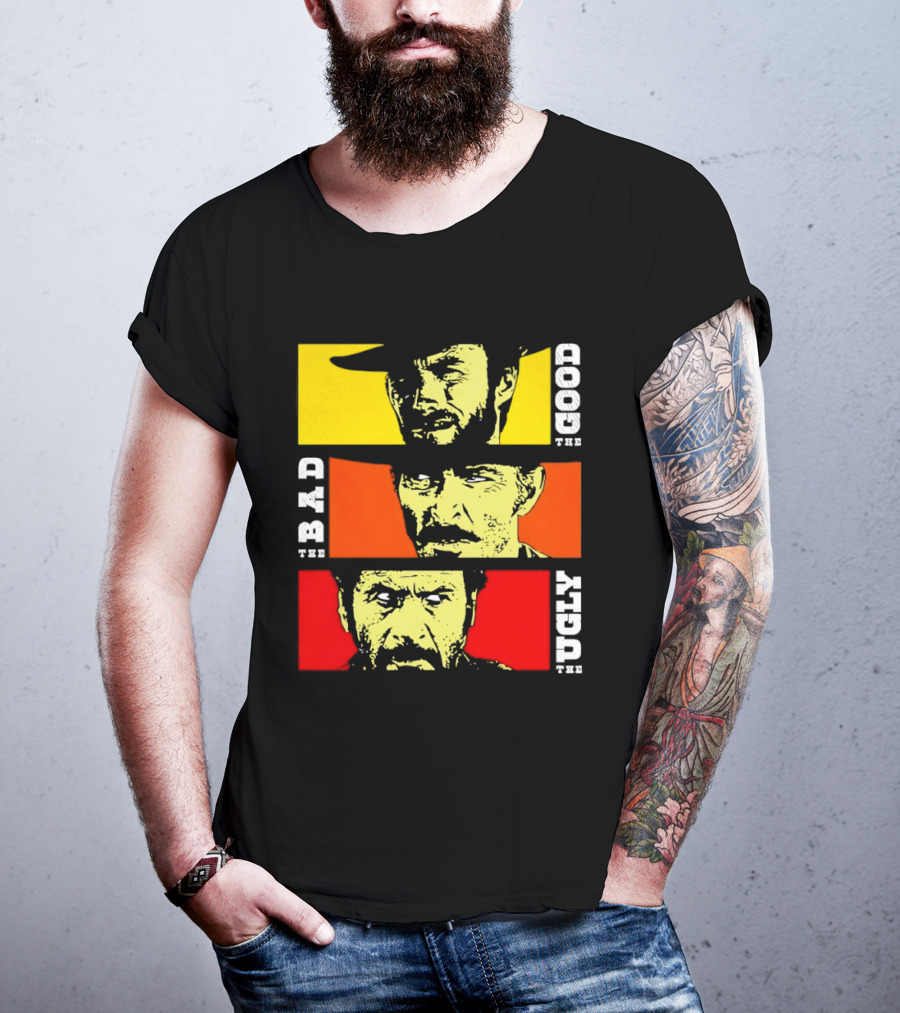 The Good The Bad The Ugly Cat Vertical Pop T-Shirt