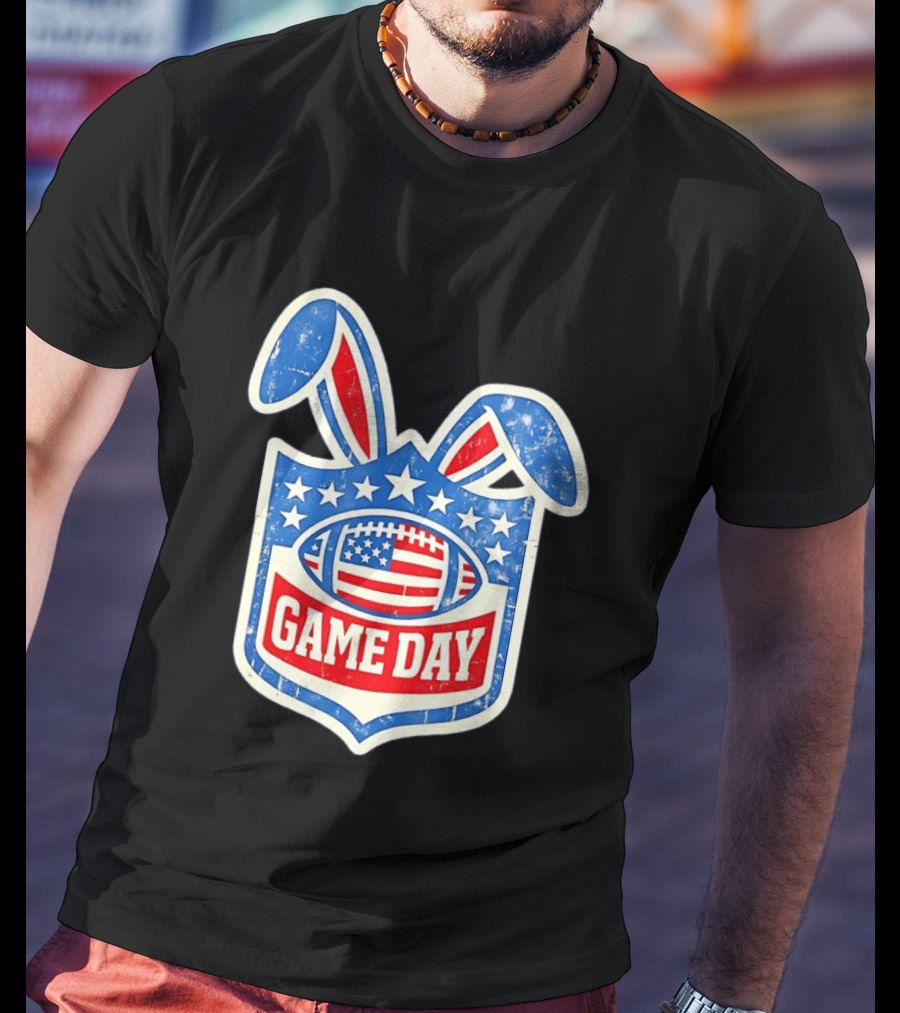 Easter Football Game Day American Bad Bunny Stars Stripes T-Shirt