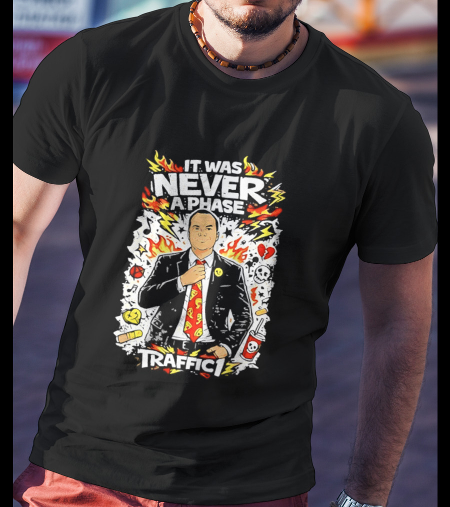 It Was Never A Phase Pop Punk Forever Fire Flames Pizza Hearts T-Shirt