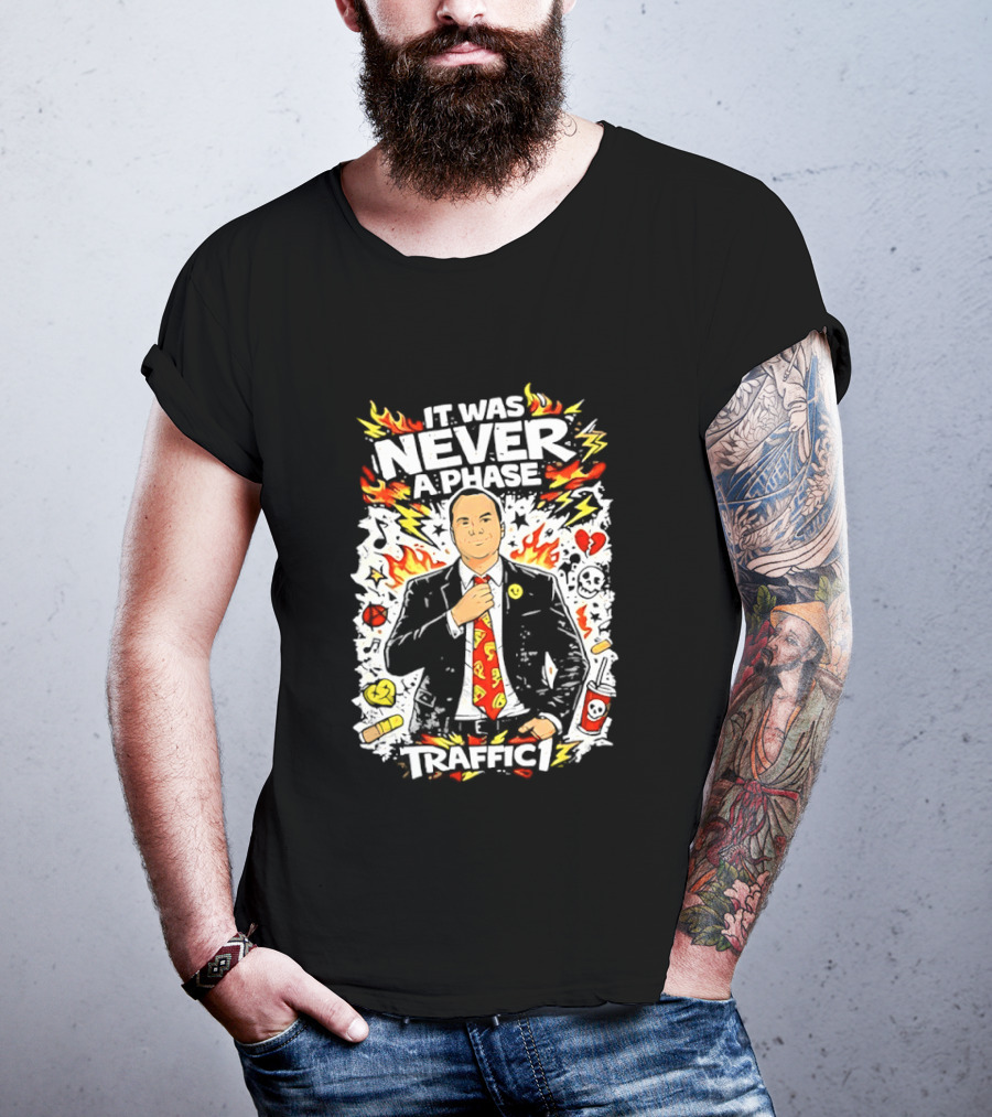 It Was Never A Phase Pop Punk Forever Fire Flames Pizza Hearts T-Shirt