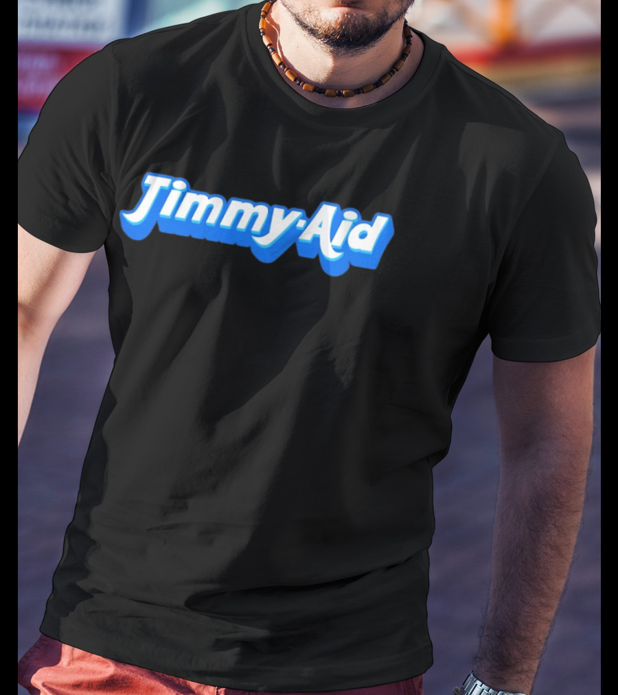 Jimmy Aid Bold Blue Retro Font T-Shirt