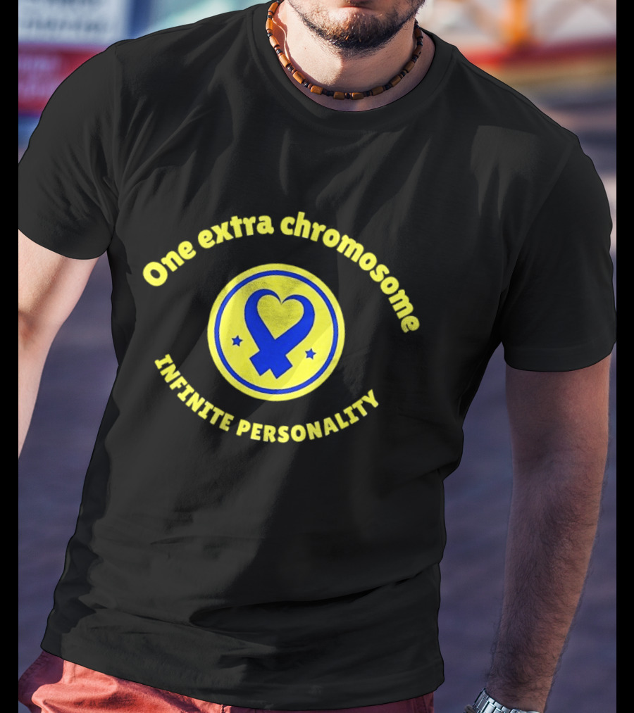One Extra Chromosome Infinite Personality Heart Ribbon T-Shirt