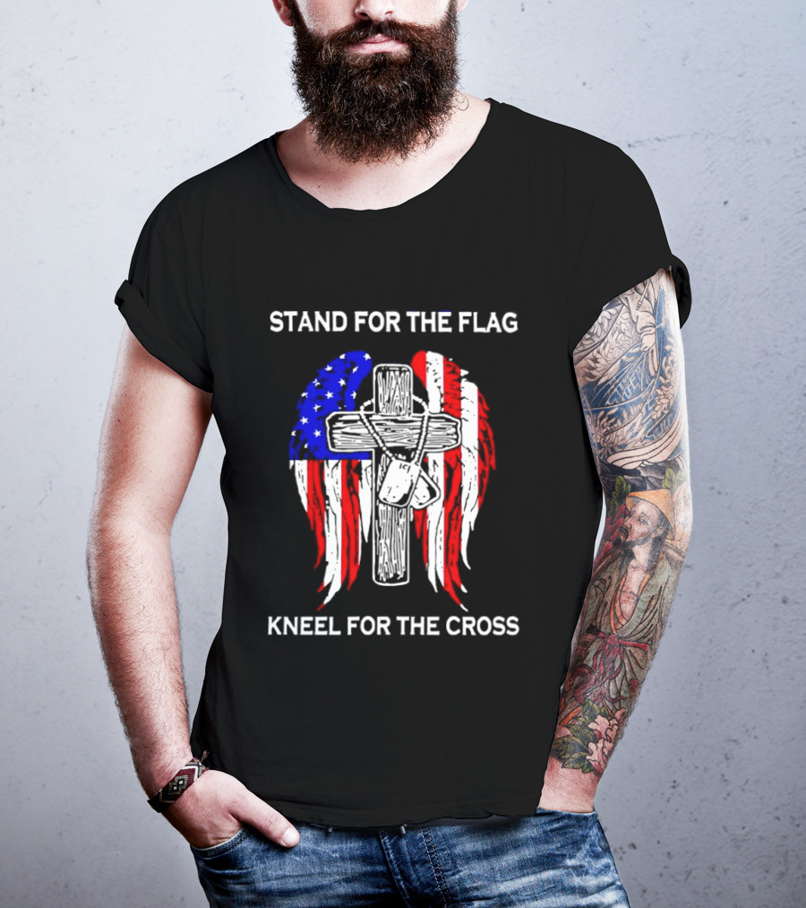 Stand For The Flag Kneel For The Cross USA Wings T-Shirt