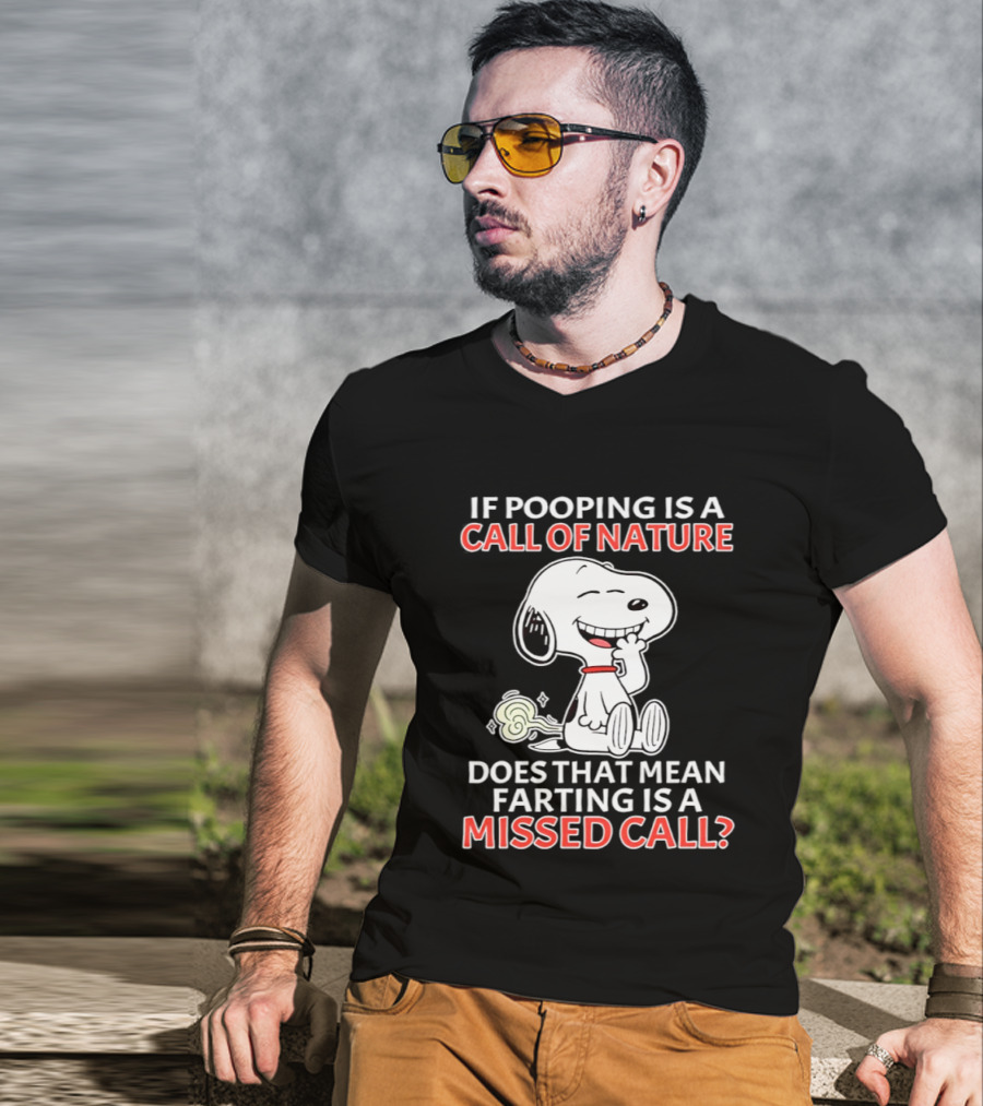 Snoopy Pooping Call Of Nature Farting Missed Call T-Shirt