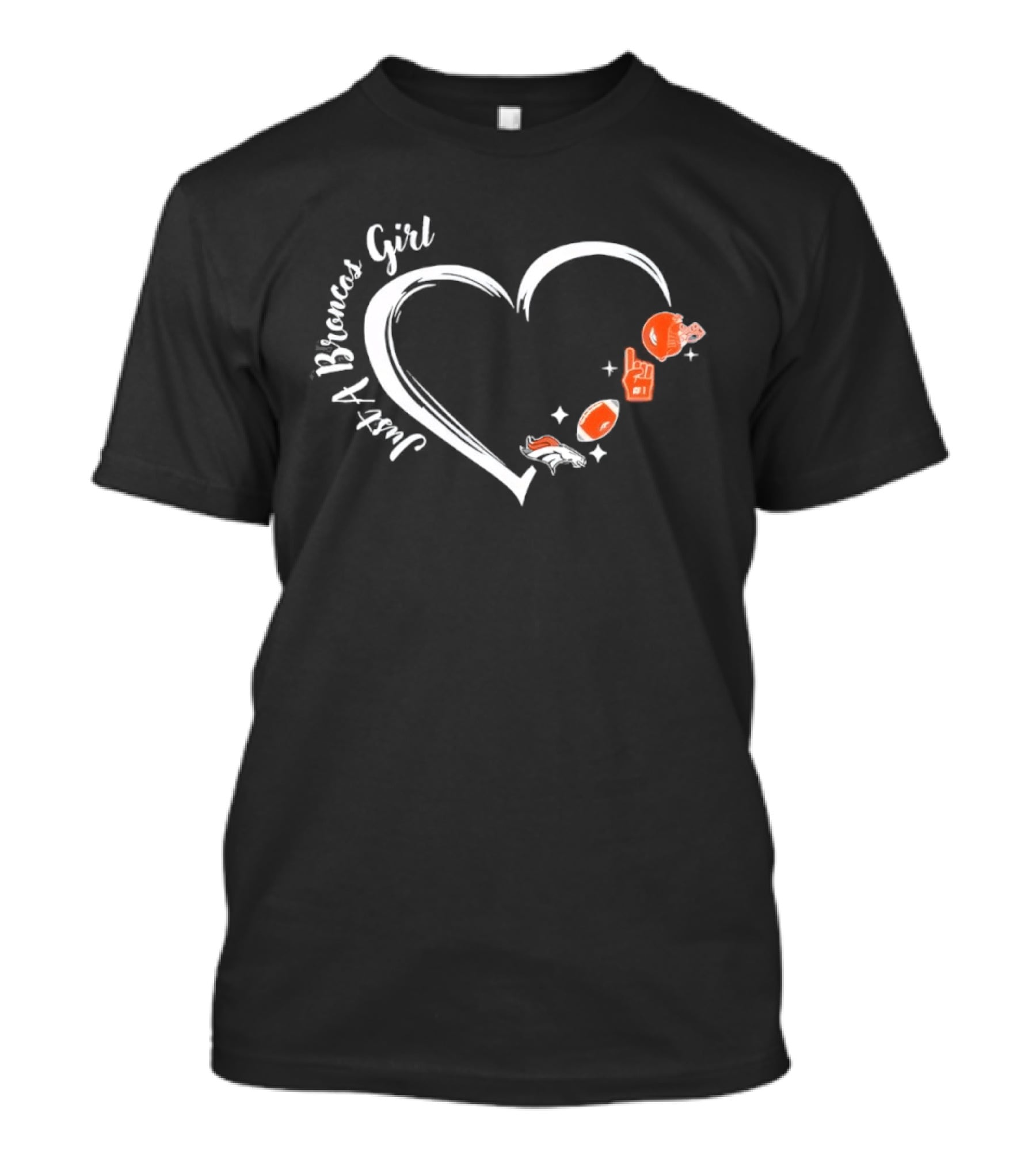 Denver Broncos Girl Heart And Football Helmet Fan T-Shirt