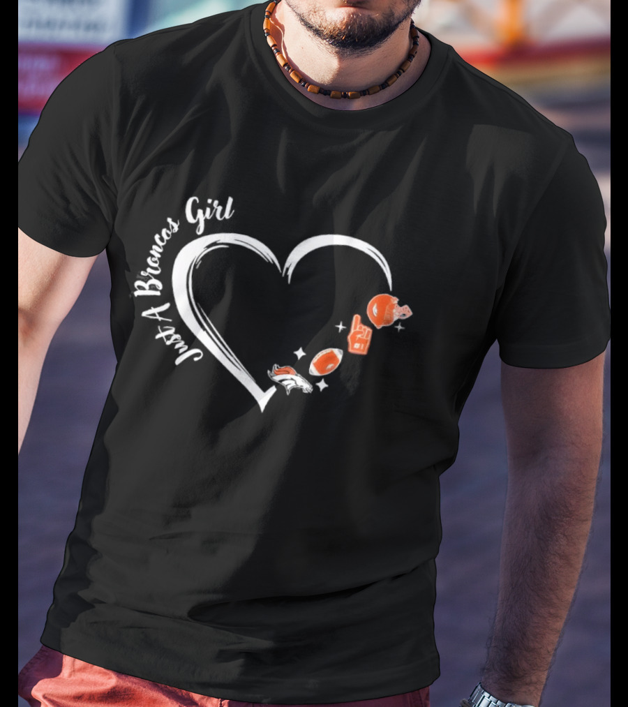 Denver Broncos Girl Heart And Football Helmet Fan T-Shirt