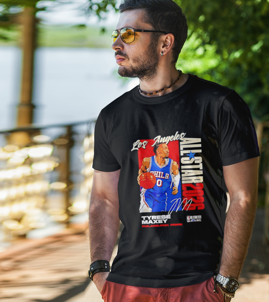Los Angeles All Star 2026 Tyrese Maxey Philadelphia 76ers NBA Player T-Shirt