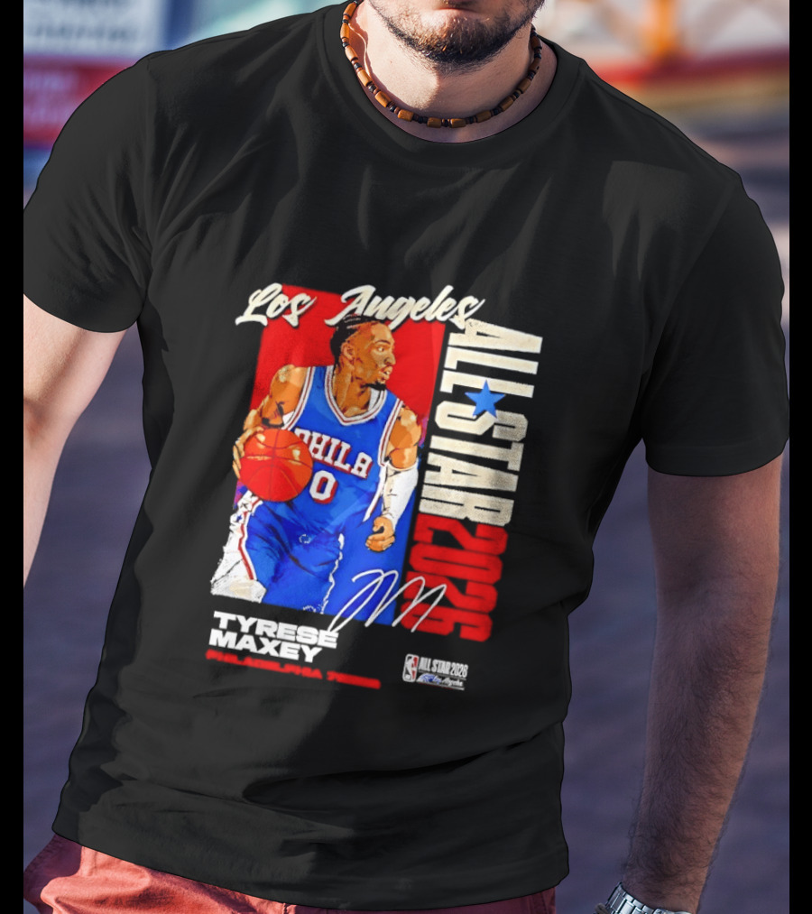 Los Angeles All Star 2026 Tyrese Maxey Philadelphia 76ers NBA Player T-Shirt