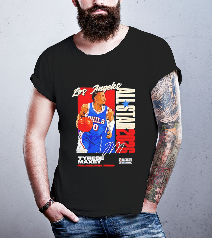 Los Angeles All Star 2026 Tyrese Maxey Philadelphia 76ers NBA Player T-Shirt