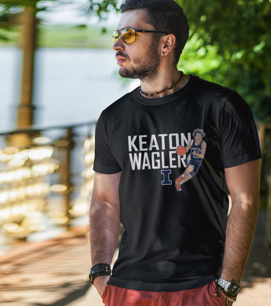 Fighting Illini Basketball Keaton Wagler Illinois Player Action T-Shirt
