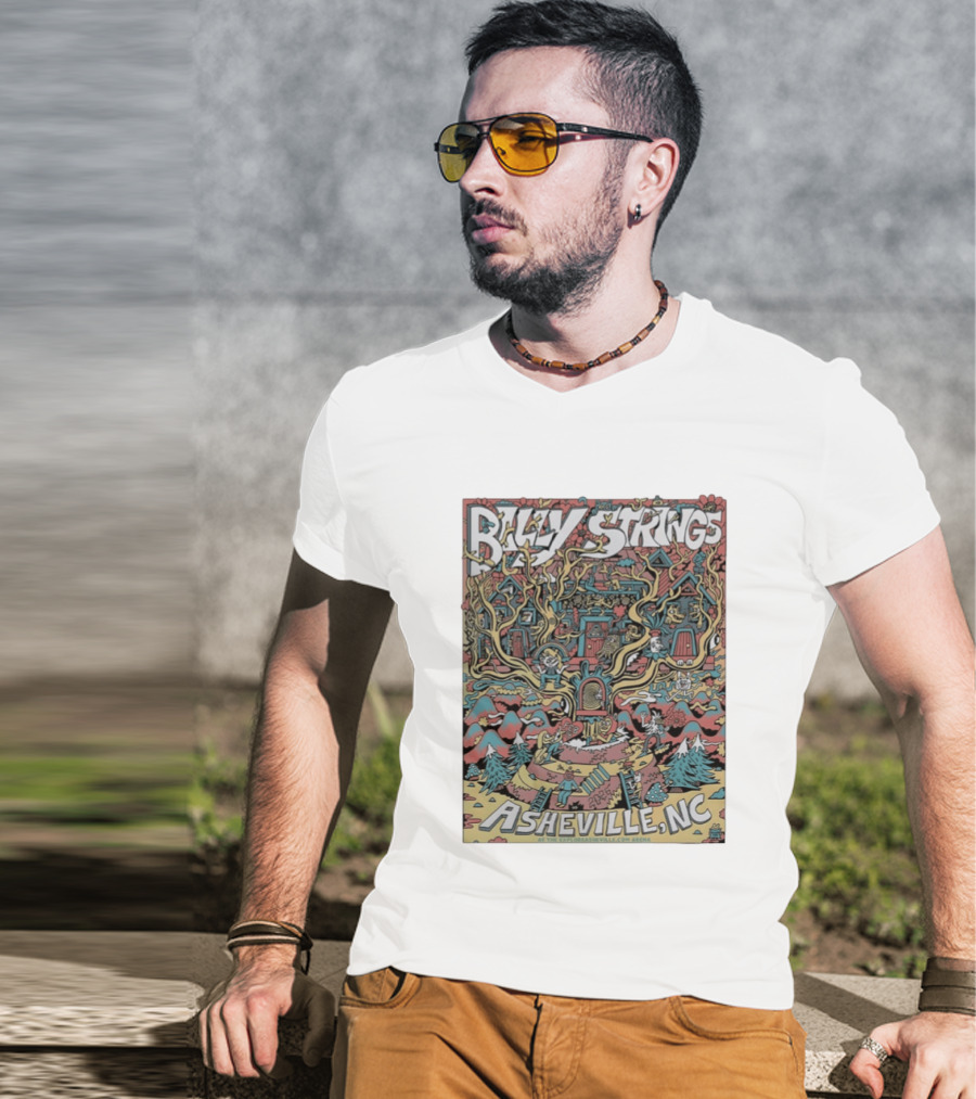 Billy Strings Asheville North Carolina 2026 Night 4 Vibrant Treehouse Fantasy Scene T-Shirt
