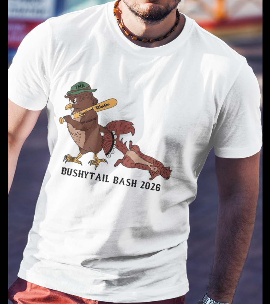 Bushytail Bash 2026 THA Squirrel Masher Owl Baseball T-Shirt