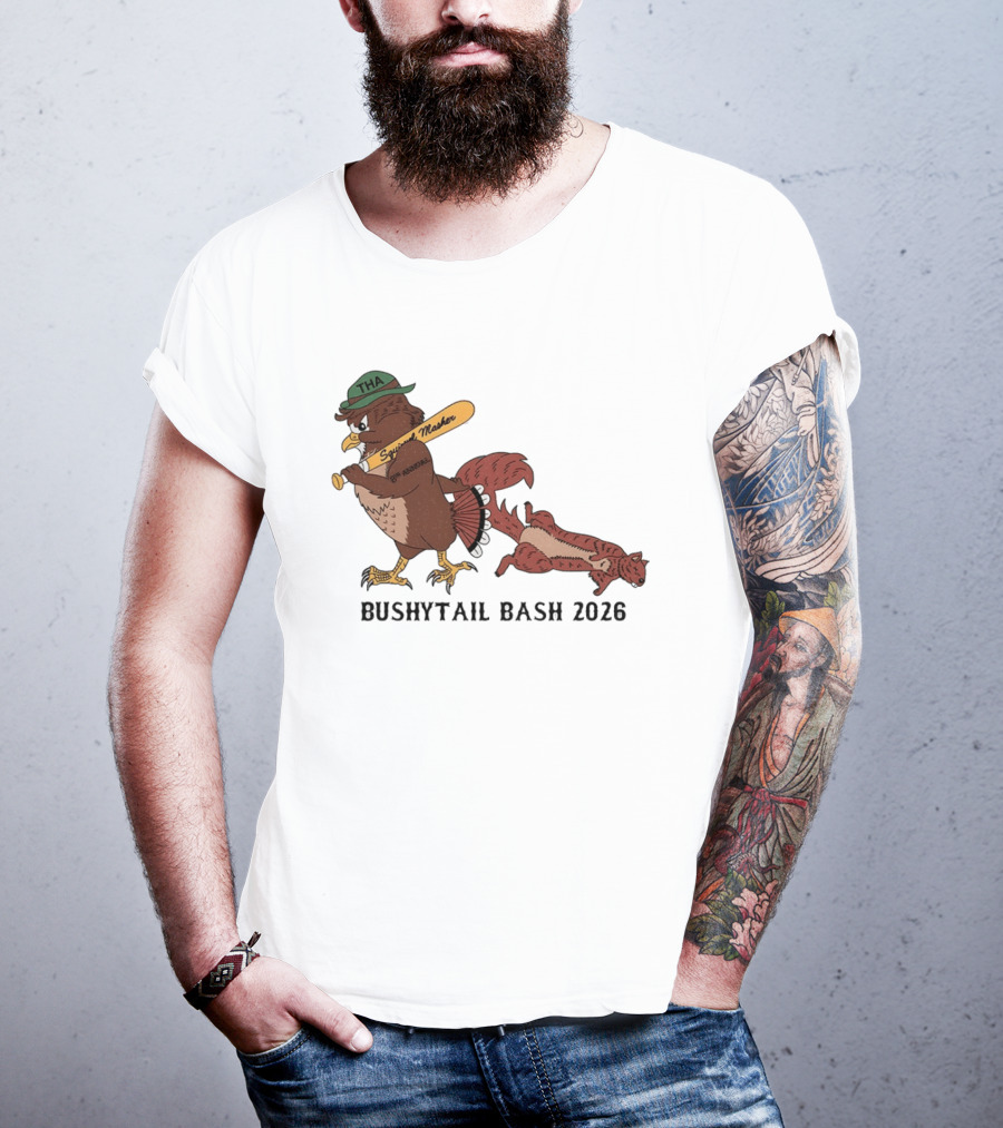 Bushytail Bash 2026 THA Squirrel Masher Owl Baseball T-Shirt