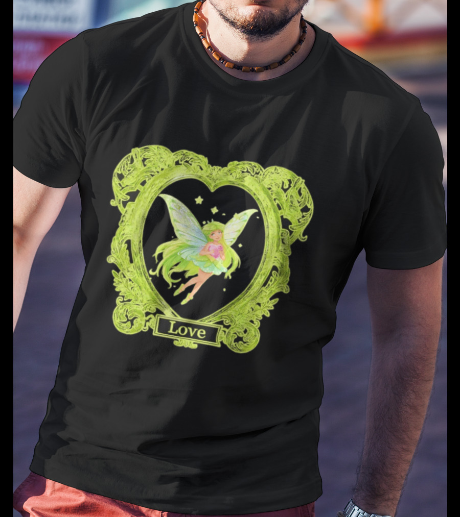 Love Angel Fairy In Ornate Heart Frame T-Shirt