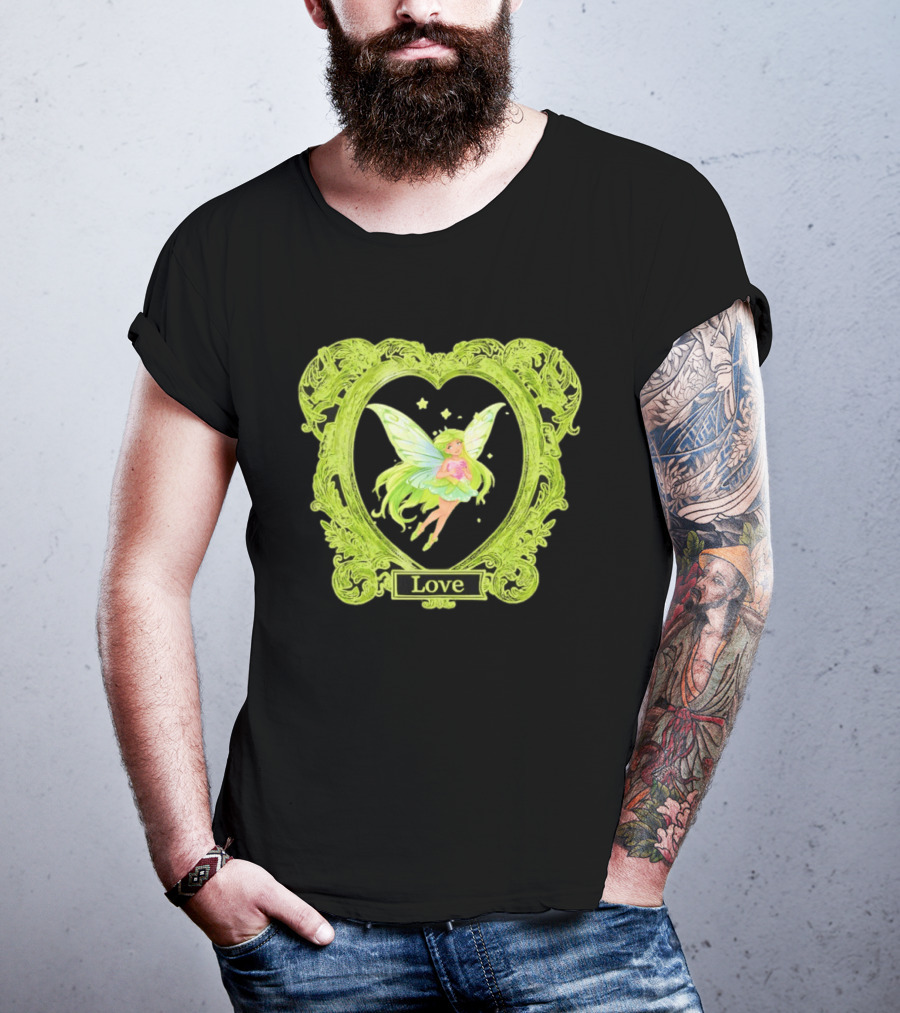 Love Angel Fairy In Ornate Heart Frame T-Shirt