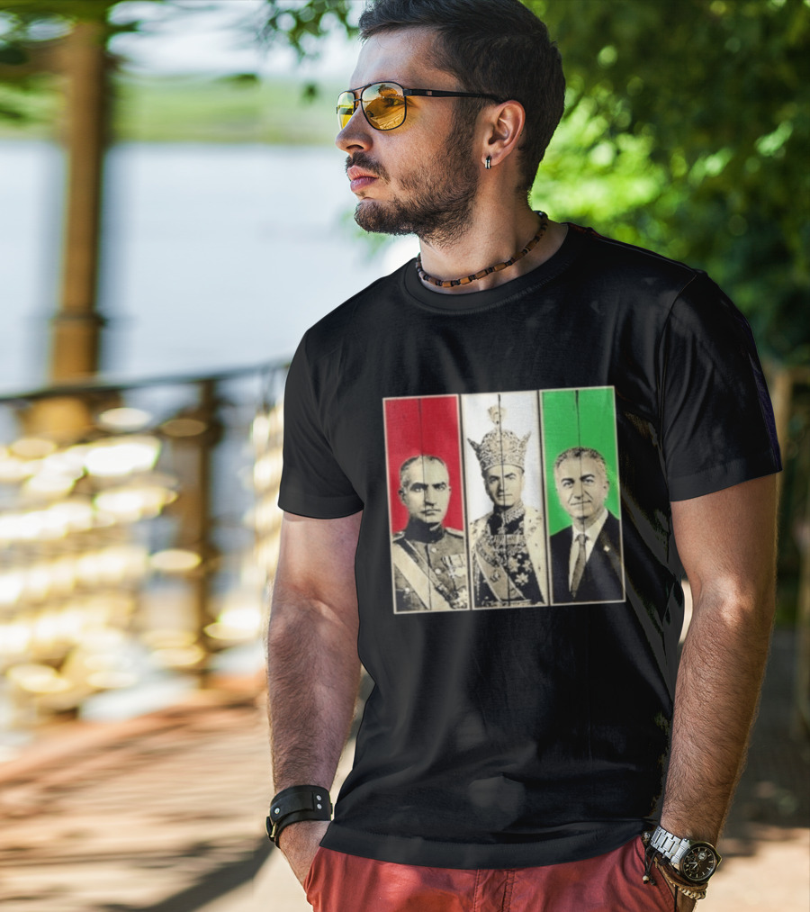 Pahlavi Dynasty Generations Reza Shah Mohammad Reza Iran Flag T-Shirt