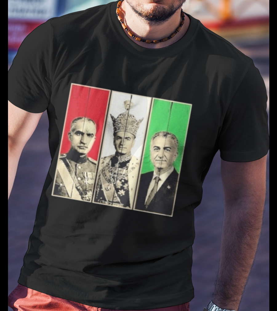 Pahlavi Dynasty Generations Reza Shah Mohammad Reza Iran Flag T-Shirt