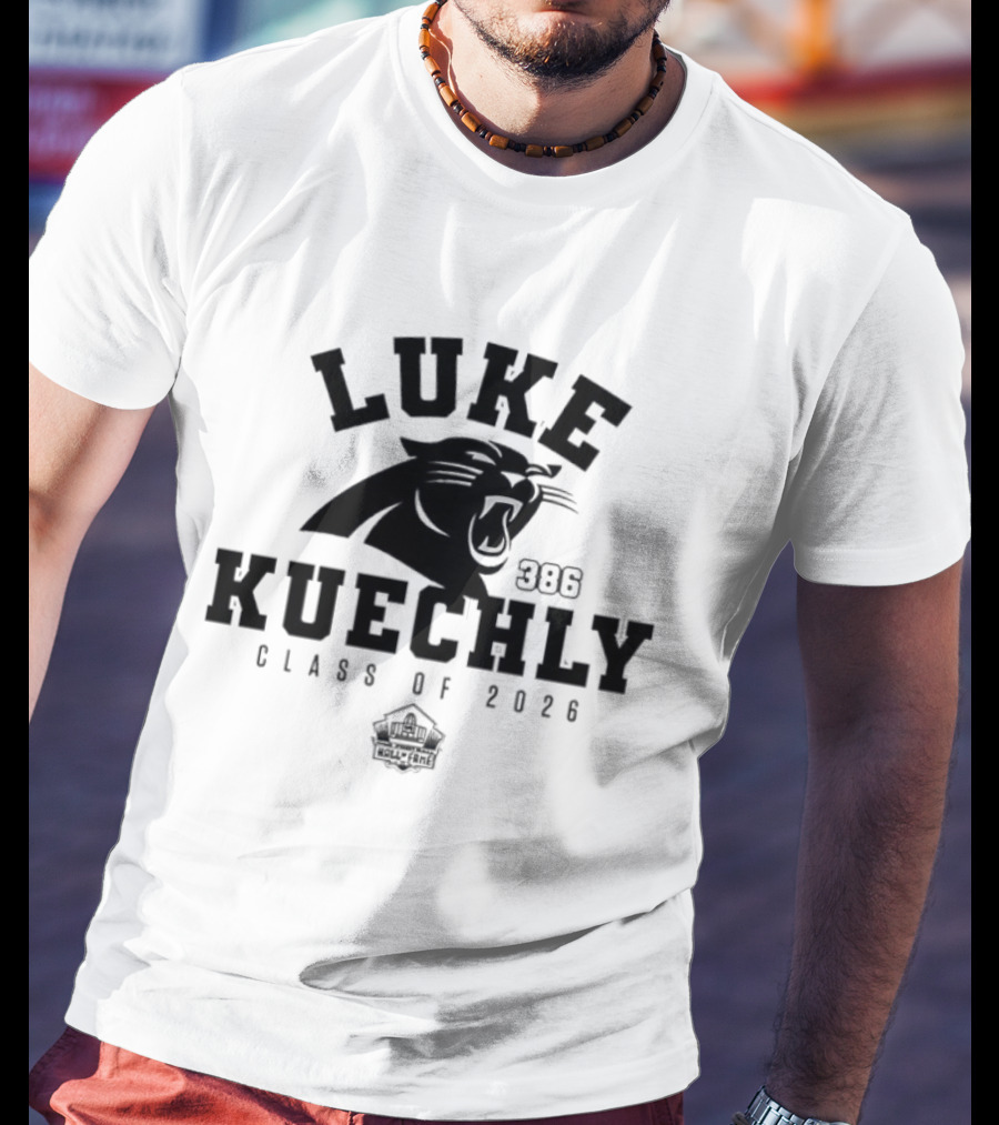 Luke Kuechly Carolina Panthers 386 Class Of 2026 Pro Football Hall Of Fame T-Shirt