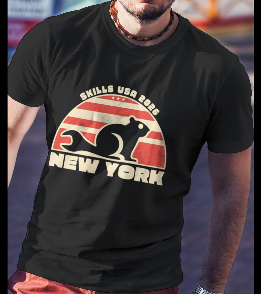 Skills USA 2026 New York Patriotic Beaver Flag T-Shirt